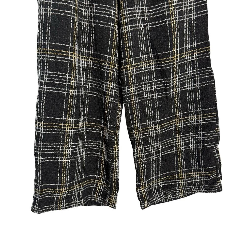 Slate & Willow Black Plaid Tweed Wide Leg High Rise Trouser Dress Pants Size M - Picture 10 of 14
